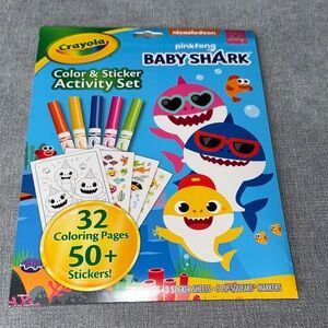 Crayola Baby Shark Color & Sticker Set - Blue, Yellow, Red